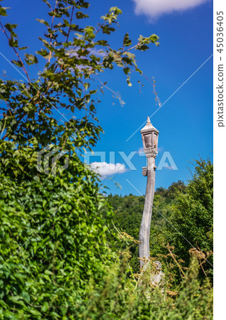 Wooden lantern sculpture in Banstead Woods Wooden lantern sculpture in Banstead Woods 45036405
