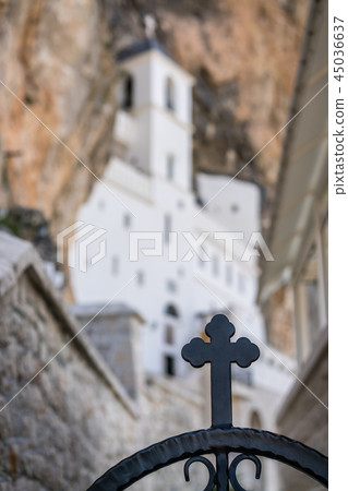 Cross in front of the Ostrog Orthodox monastery Cross in front of the Ostrog Orthodox monastery 45036637