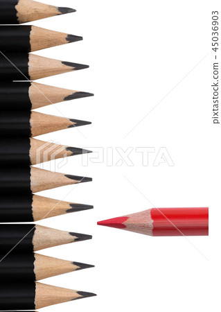 Red pencil among black ones on white background Red pencil among black ones on white background 45036903