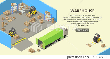 isometric warehouse, delivery service isometric warehouse, delivery service 45037290