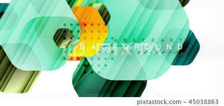 Glossy color hexagons modern composition background, shiny glass design 45038863