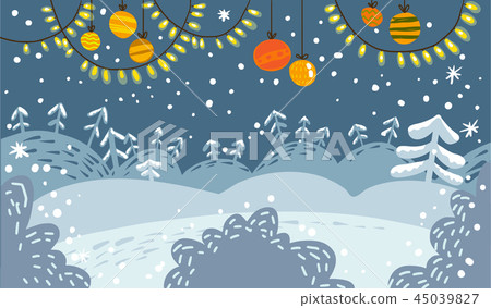 Winter snowy landscape banner 45039827