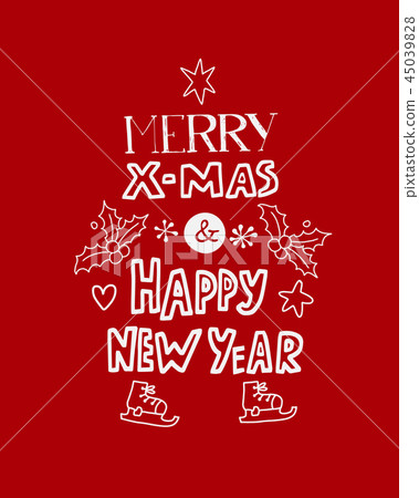 Vector Merry Christmas lettering on red Vector Merry Christmas lettering on red 45039828