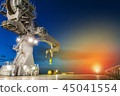 Offshore heavy lift crane at sea by night 45041554