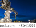 Offshore heavy lift crane at sea by night  45041555