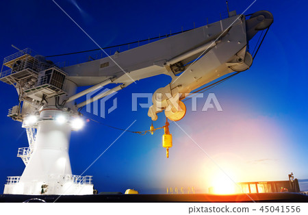 Offshore heavy lift crane at sea by night  45041556