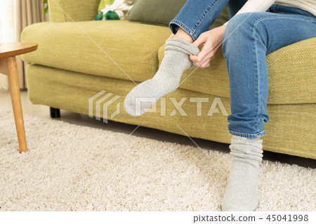 Woman wearing thick socks 45041998