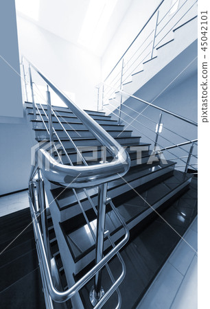 marble staircase in modern building marble staircase in modern building 45042101