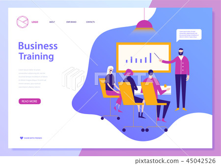 Vector web page design template for e-learning, online education. Business training concept with 45042526