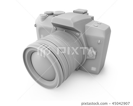 3D Rendering White Digital Photo Camera isolated 45042907