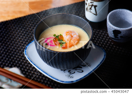 Japanese steamed eggs with shrimp. 45043047