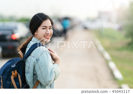 Portrait of happy young asian woman Portrait of happy young asian woman 45043117