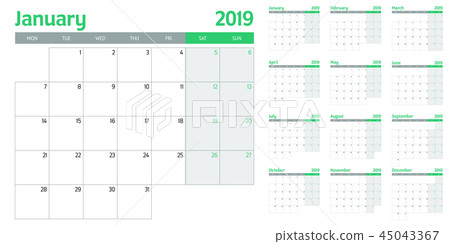 Calendar planner 2019 template Calendar planner 2019 template 45043367