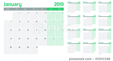 Calendar planner 2019 template Calendar planner 2019 template 45043386