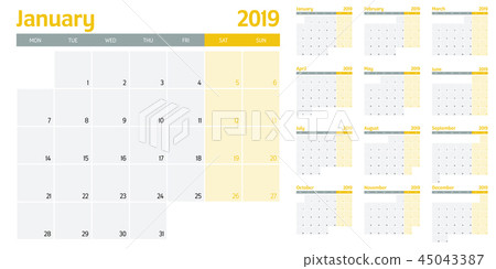 Calendar planner 2019 template Calendar planner 2019 template 45043387