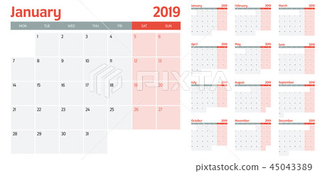Calendar planner 2019 template Calendar planner 2019 template 45043389