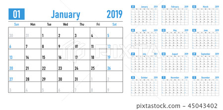 Calendar planner 2019 template 45043402