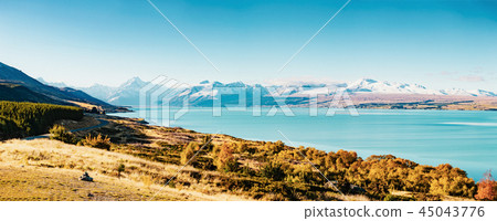 Road to Mt Cook, highest mountain in New Zealand. Road to Mt Cook, highest mountain in New Zealand. 45043776