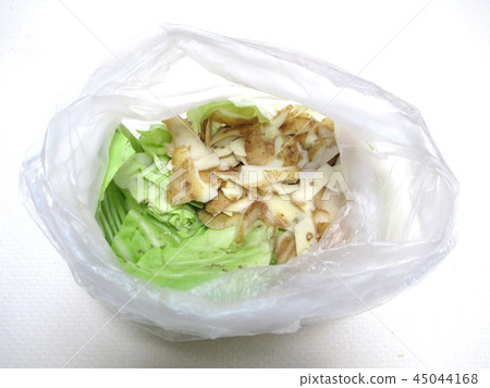 Raw garbage put in a plastic bag 45044168
