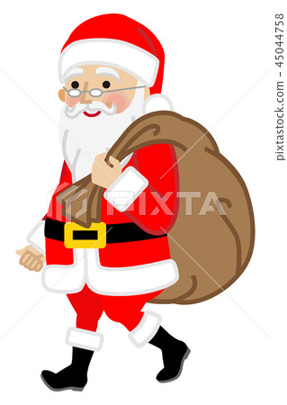 Santa Claus carrying a present bag - Stock Illustration [45044758] - PIXTA