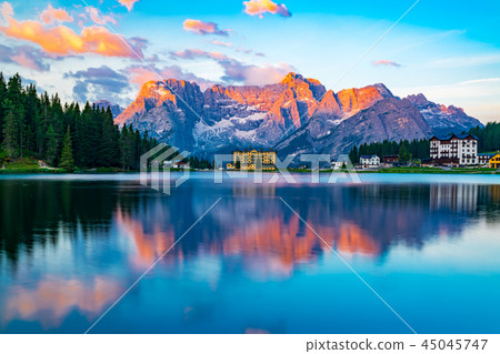 View of lake Misurina at Cortina d'Ampezzo 45045747