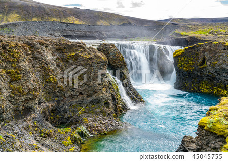 Scenic view of Sigoldufoss waterfall 45045755