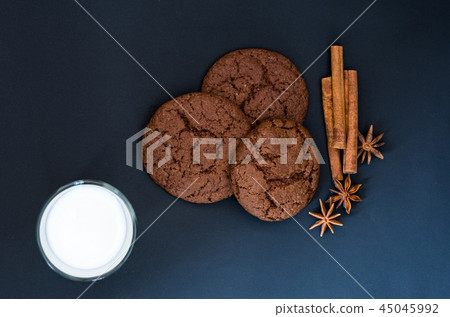 Gingerbread and milk. View from above. 45045992