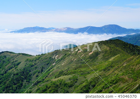 Kusatsu Shirane mountain from the white sand mountain Kusatsu Shirane mountain from the white sand mountain 45046370