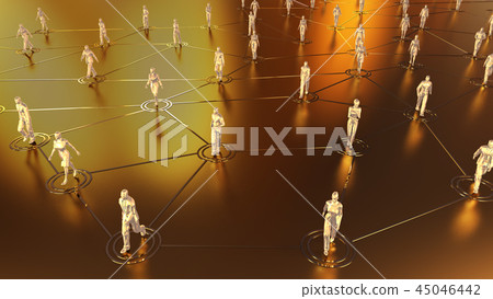 3D rendering with social communication and network 45046442