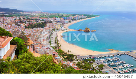 Sea port Blanes, fishing boats and yachts, Spain 45046497