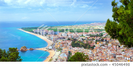 Coast beach resort Blanes, castle San Juan, Spain 45046498