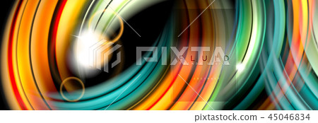 Mixing color waves on black, liquid flowing shapes 45046834