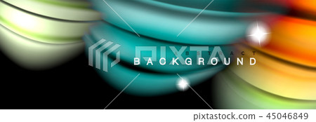 Mixing color waves on black, liquid flowing shapes 45046849