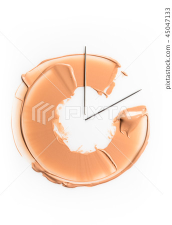 A smear of foundation in the form of a semicircle, symbolizing the clock. The concept of persistence A smear of foundation in the form of a semicircle, symbolizing the clock. The concept of persistence 45047133