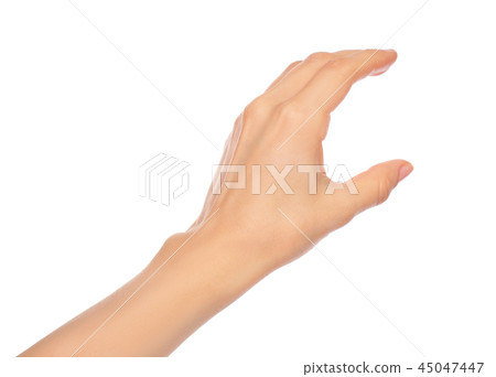 Woman hand on white background 45047447