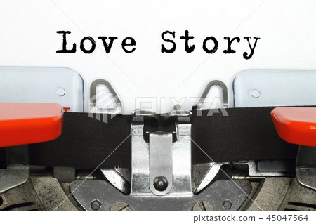 Part of typing machine with typed Love Story words 45047564