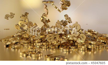 3d rendering of falling signs of dollars 45047605