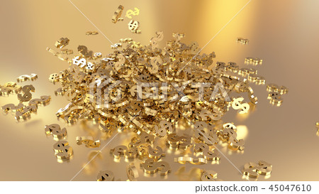 3d rendering of falling signs of dollars 45047610