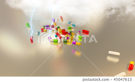 3D rendering multicolored medical pills 3D rendering multicolored medical pills 45047613