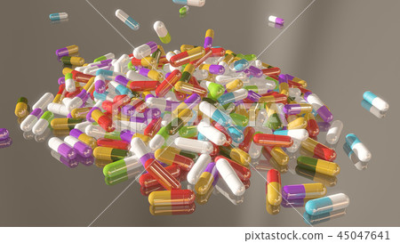 3D rendering multicolored medical pills 45047641