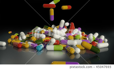 3D rendering multicolored medical pills 45047693