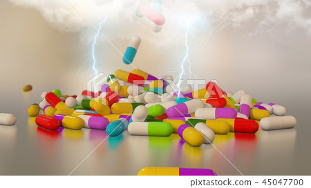 3D rendering multicolored medical pills 3D rendering multicolored medical pills 45047700