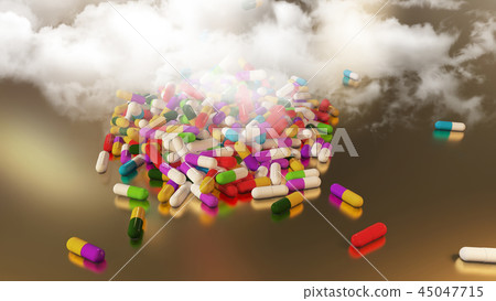 3D rendering multicolored medical pills 45047715