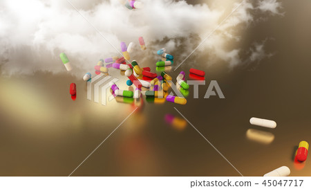 3D rendering multicolored medical pills 45047717