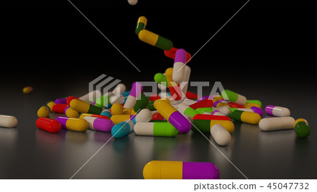 3D rendering multicolored medical pills 45047732