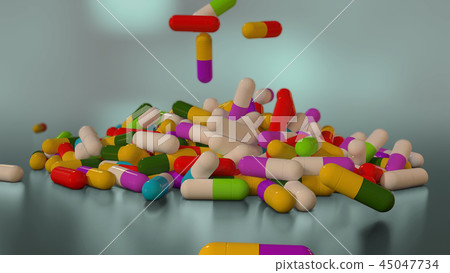 3D rendering multicolored medical pills 45047734