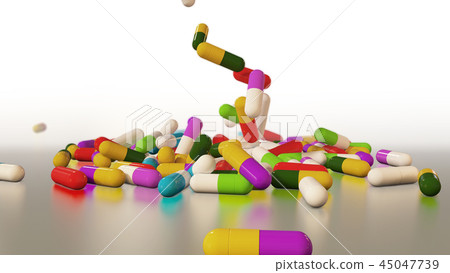 3D rendering multicolored medical pills 45047739
