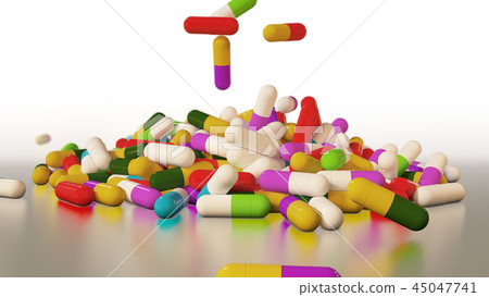 3D rendering multicolored medical pills 45047741