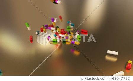 3D rendering multicolored medical pills 3D rendering multicolored medical pills 45047752