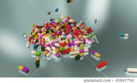 3D rendering multicolored medical pills 45047758